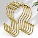 AmazerBath 12Pcs Gold Metal Double Shower Curtain Hooks & Rings, Rust Proof, Smooth Glide, Multipurpose