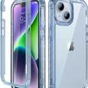 Lifedance Designed for iPhone 14/13 Case, Full-Body Rugged Protective Case with Built-in Screen Protector, 10 FT Military Grade Drop Protection Heavy Duty Shockproof Case, Clear Blue
