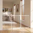 Heavy Duty Baby & Dog Safety Gate - Extra Wide 76.4-81.1 Inch, White Metal, Tension Mounted No Drilling Pet Gate for Stairs & Doorways, 30 Inch Tall