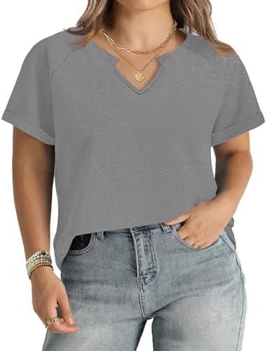 KARALIN Women’s Size XL V Neck Roll Short Sleeve Casual Soft Summer T-Shirts Tops Tunics Blouses