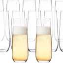 YANGNAY Stemless Champagne Flutes Set of 12, 8 oz - Clear Glass Toasting Glasses for Mimosa - Elegant Beverage Glassware