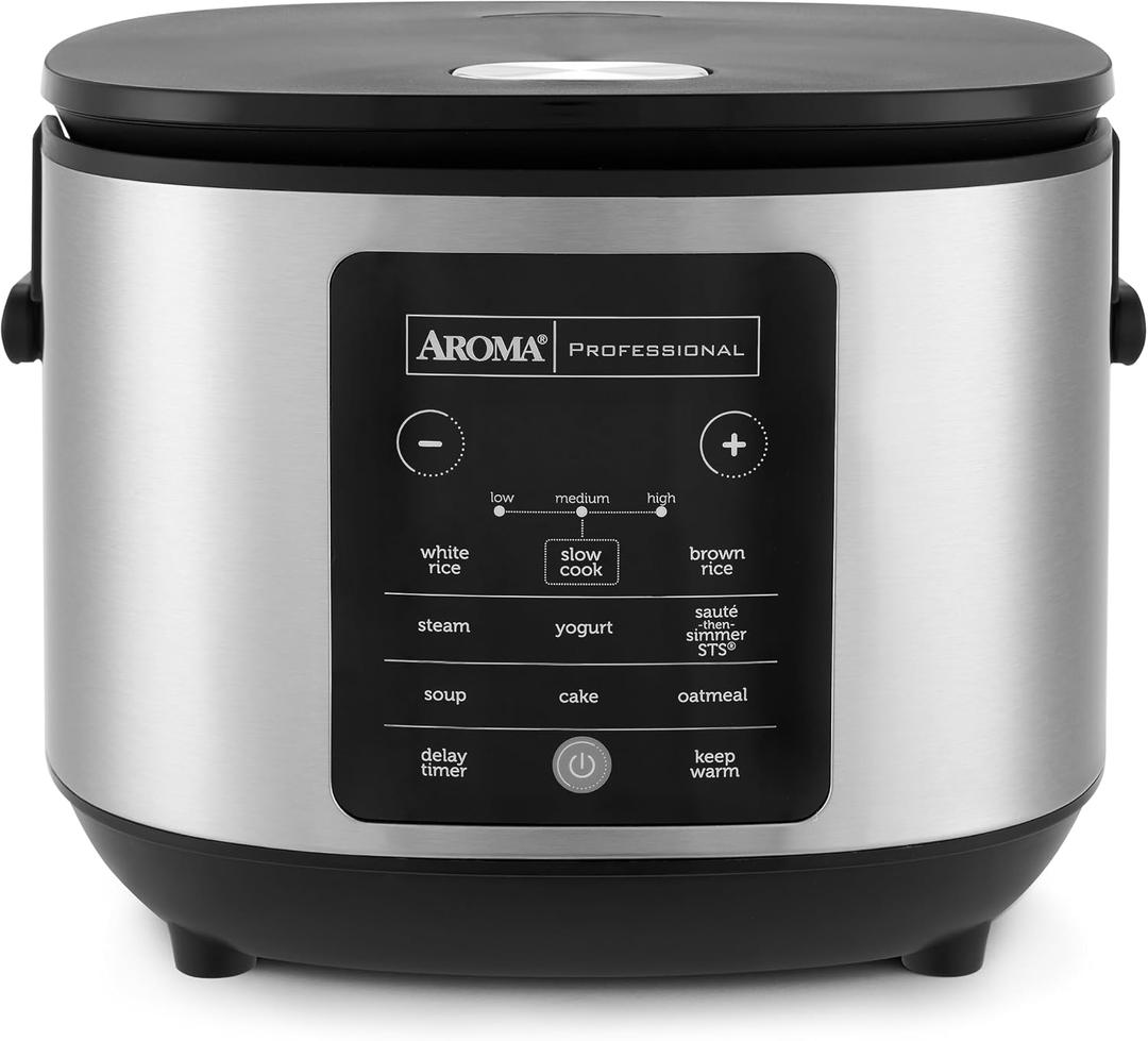 AROMA 6-Cup (Uncooked)/ 12-Cup (Cooked) Slow Cook Rice Cooker and Brown Rice Cooker with Lift-Out Pot Handles and Silicone Storage Lid, PFAS-Free Ceramic Coating