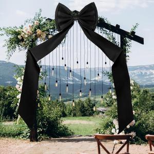 Wavwavw Wedding Giant Black Bow Decor Oversized Big Bows Decoration for Room Wall Backdrop 75x18 Inch Ribbon Tie for Wedding Birthday Party Baby Shower Supplies(Black, Satin)