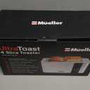 Mueller UltraToast Full Stainless Steel Toaster 4 Slice, Long Extra-Wide Slots for Bagels and Waffles, 6 Browning Levels, LED Display, Cancel/Defrost/Reheat Functions & Removable Tray, Kitchen Gadgets