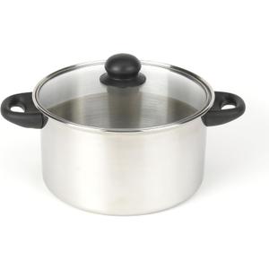 GoodCook Classic Stainless Steel 5-Quart Dutch Oven with Tempered Glass Lid, Silver