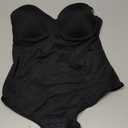 SKPNCV Women's Strapless Body Shaper Tummy Control Waist Push Up Bodysuit with Cups and Detachable Straps Shapewear (Black (Thong), Medium)