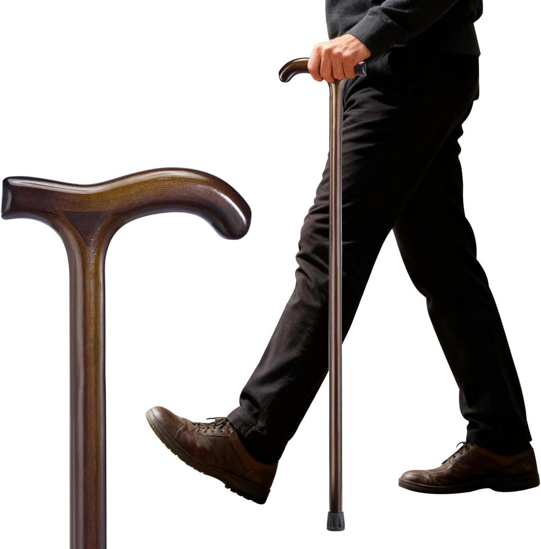 Wooden Walking Cane for Men & Women  36 Inch Wood Cane with Stable Tip, Ergonomic Mobility Aid for Seniors, Comfortable Grip - Supportive Mobility Aid for Seniors