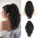 Isaic 18 Inch Claw Clip Ponytail Extension Volumizing Wavy Hairpiece for Thin Hair, Natural Looking Synthetic Ponytail for Daily Use (Black Brown)