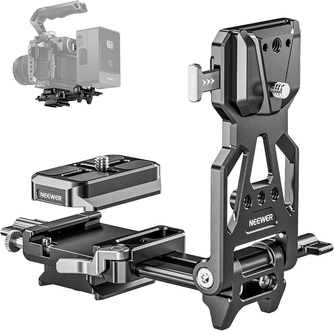 NEEWER Foldable V Mount Battery Plate with Arca Type Quick Release Camera Baseplate, Lightweight DSLR Camera Video Rig Compatible with SmallRig V Mount Battery Cage DJI RS4 RS3 Gimbal, PS015 PRO