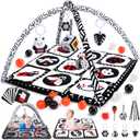 Baby Tummy Time Mat & 10 Sensory Toys, Baby Play Mat for Babies 0-6 6-12 Months & Visual Card, Baby Play Gym, Playmate for Baby, Baby Gym for Baby Shower Gifts, Newborn Baby Essentials Must Haves