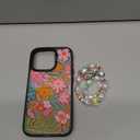 Compatible for iPhone 15 Pro Case Cute Aesthetic - Durable Fashion Funny Phone Case - Girly Passion Flower Pattern Print Cover Design for Woman Girl 6.1 inches Black