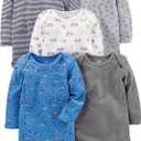 Simple Joys by Carter's Baby Boys' Long-Sleeve Bodysuit, Pack of 5, Blue/ Grey/ White, 0-3 Months