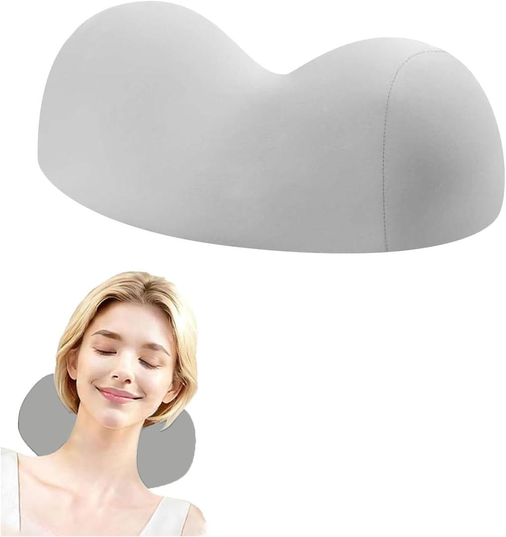 Small Cervical Neck Pillow,Dual-Ball Neck Pain Pressure Relief Pillow,Premium Memory Foam Ergonomic Cervical Contour Support Pillows,Neck Shoulder Relaxer,Soft Smooth Washable Pillowcase,Light Grey