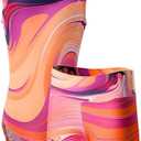 Dancina Marble Line Gymnastics Leotards for Girls with Shorts for Age 8