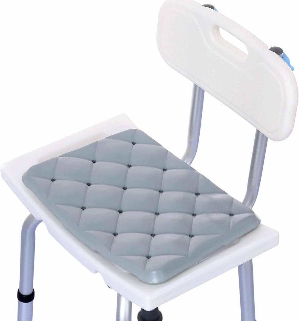 Waterproof Shower Cushion Seat Pad for Bath Bench, Chair, Bathtub, or Walk-in Tub, Non-Slip Foam Bath Seat with Drain Holes, Tailbone Relief Support Padded Bench Cushion for Seniors Inside Shower (14.6*10.6)