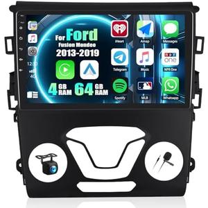 4G+64G Android 13 Car Stereo for Ford Fusion Mondeo 2013-2019 9 Inch Touch Screen with CarPlay Android Auto Mirror Link UI Bluetooth FM GPS Navigation WiFi SWC Shot Cut Backup Camera MIC