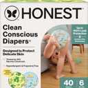 The Honest Company Clean Conscious Diapers®, Up to 100% Leak Protection, Designed to Protect Delicate Skin, Hypoallergenic + Fragrance-Free, UR Ribbiting + Waddle It Be, Club Box, Size 6, 40 Count