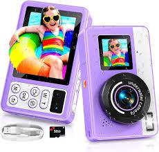 Maxmango D70 4K Underwater Digital Camera - 48MP 10FT Waterproof Camera for Snorkeling - Dual Screen Selfie Compact Floatable Camera with 32GB Card - Point and Shoot Digital Cam - Purple