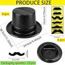 6 Pcs Adults Top Hats Plastic Magician Hat Costume Hat with Beard for Men and Women Stage Party Cosplay Supplies (Black)