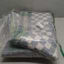 GarveeHome Washable Area Rug 4x6 Small Living Room Rugs Modern Bordered Soft Dining Room Throw Carpet Low Pile Non Slip Checkered Bedroom Rug Geometric Carpet for Nursery Kitchen Home Office, Blue