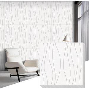 6 PCS Acoustic Panels, 23.6x23.6'' Self-Adhesive Soundproof Wall Panels,Water Waves Acoustical Wall Panels, Peel and Stick Wall Panel Decorative Acoustic Wall Panels for Recording and Home Studio (White)