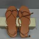 Strappy Flat Sandals for Women Comfortable Open Round Toe Sandals Dressy Beach Thong Flip Flop Slides (8.5, Brown)