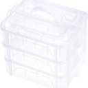 New brothread 3 Layers Stackable Clear Storage Box/Organizer for Holding 60 Spools Home Embroidery & Sewing Thread (Spool Size Requirement: Height2.2"/5.6CM; Width1.69"/4.3CM)