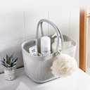 UUJOLY Plastic Organizer Storage Baskets with Handles, Shower Caddy Bins Organizer for Bathroom and kitchen, Grey