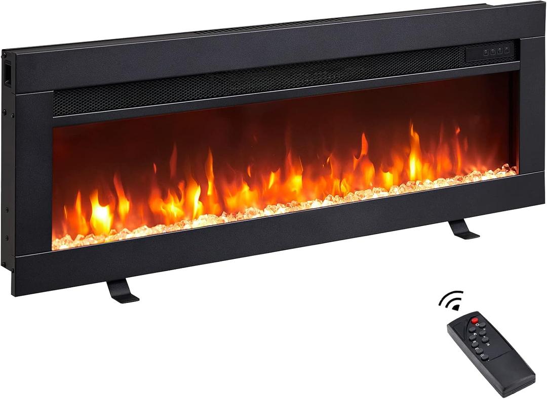 Efiretric® Arthur 36" W 3 in 1 Electric Fireplace (EF456), Freestanding, Wall Mounted, Recessed, 9 Colors Flame Effect, TV Media Wall, Heater 750W/1500W, Remote Control, 4.7"D x 36.2"W x 13"H