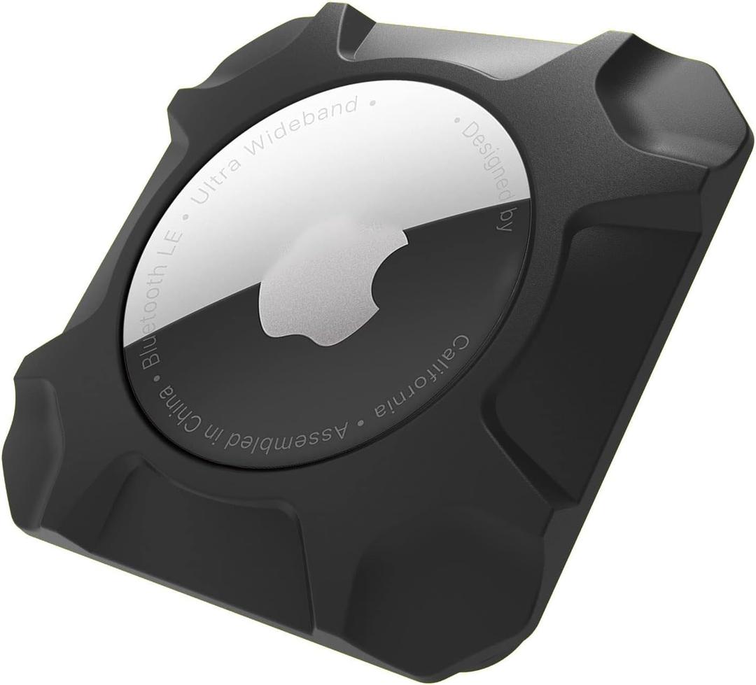 for Airtag Holder Strong Case Stick-On Mount for Airtag Protective Pasteable Accessories Air Tag Case Compatible with Apple AirTag Hidden Protective Location Tracker (1 Pack Black)