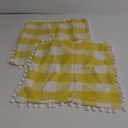 Throw Pillow Covers Cotton Buffalo Gingham Check Plaid Decorative Pillow Cases with Pom Poms Retro Farmhouse Set of 2 Cushion Case Square Pillowcase for Sofa Couch Car 14" x 14" Yellow White