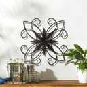 Glitzhome Black Metal Wall Art Decor, 20 Inch Iron Wall Decor with Clematis Scroll Pattern, Indoor Outdoor Wall Accent for Garden Porch Patio