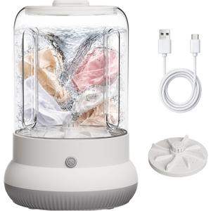 Mini Washing Maching，Rechargeable Small Underwear Washer（White）