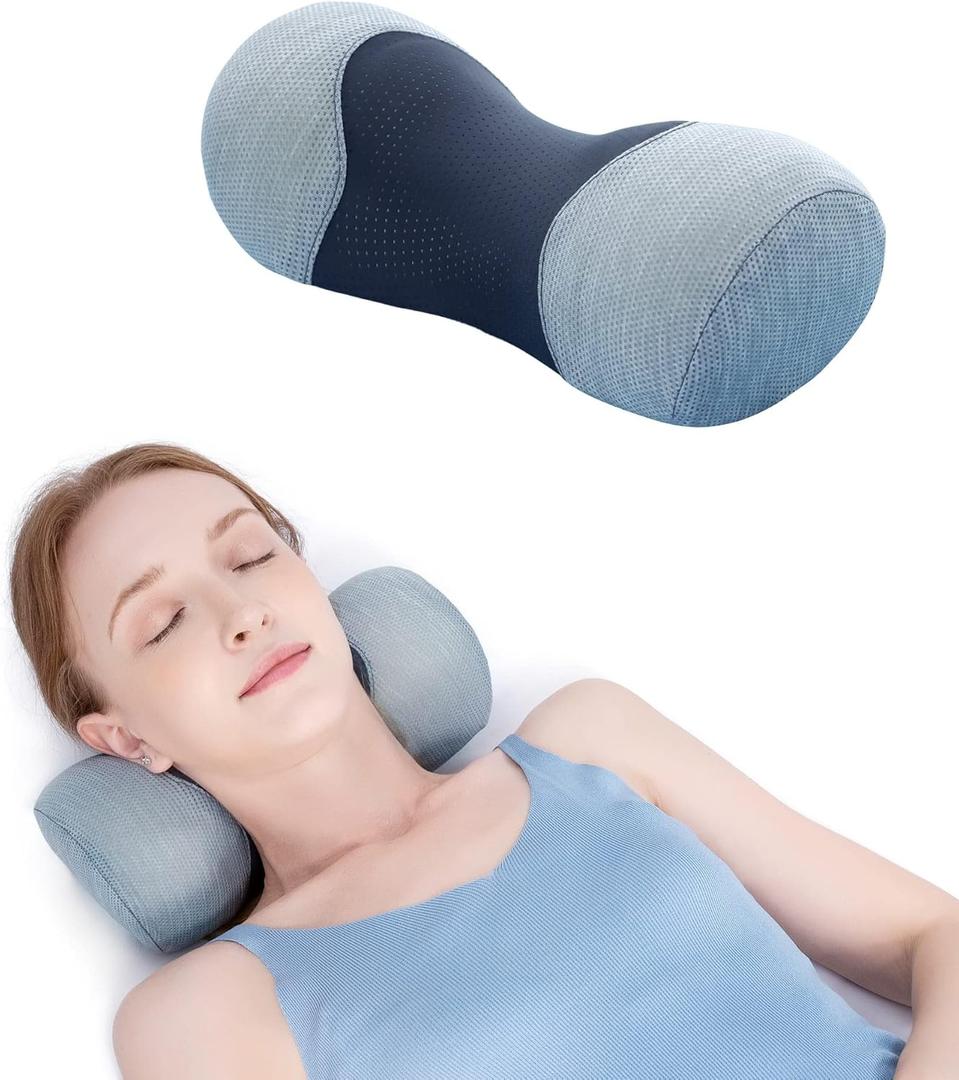 Bespilow Small Neck Roll Pillow,Say Goodbye to Neck Pain, Cervical Memory Foam Pillow for Tension Muscle Relief, Contour Support, Shoulder Pain Relaxer with Breathable Pillowcase, Odorless (Black)