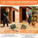 Chicken Poop Scooper & Rake 2-in-1, Chicken Coop Accessories with 13in Wider PP Head & Adjustable Stainless Steel Handle, 33''-69'' Pooper Scooper Sand Sifting Shovel Litter for Small Farm Animals