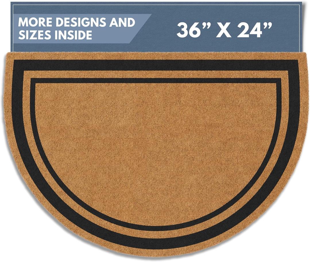 Barnyard Designs Natural Coco Coir Doormat Welcome Mat for Front Door & Outdoor Entrance, Large Door Mat for Indoor Entrance or Porch Entry, Brown (24x36, Border)