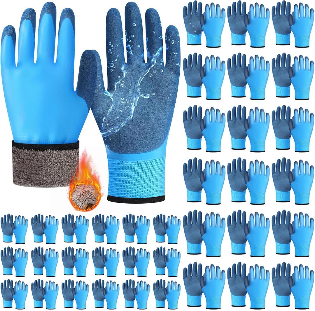 Geyoga Waterproof Winter Work Gloves Bulk for Men and Women Freezer Gloves Thickened Thermal Insulated for Cold Weather (Blue)
