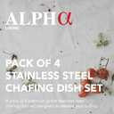 4 Pack Chafing Dish Full Set  Stainless Steel Catering Chafer with Lids, Pans & Fuel Holders  Buffet Food Warmers for Parties, Events & Weddings  Alpine Gray Handles