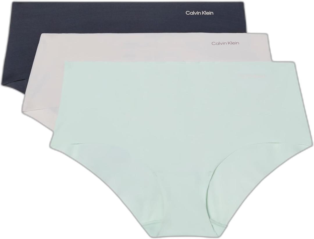 Calvin Klein Women's Invisibles Seamless Hipster Panties, Multipack (Shark/Wind Chime/Moonlight Jade) XS