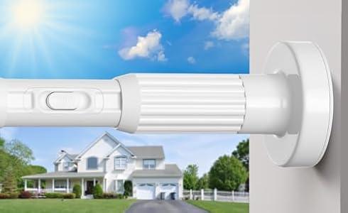 MEXAU White Tension Curtain Rods 41-118 In Extra Long Outdoor Patio Curtain Rods No Drilling Adjustable Heavy Duty Tension Rods for Windows Bathroom Living Room Curtains, Rod Diameter 1.26In