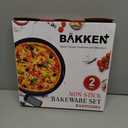 Bakken Pizza Baking Pan - Round Perforated Carbon Steel Pan with Non-Stick Marble Coating, Oversized Silicone Handle, Dishwasher Safe, High-Temperature Resistant, Durable & Easy Cleanup - Blue, 2 Pack