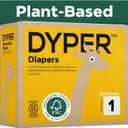 DYPER Baby Diapers Size 1 (216 Count)  Plant-Based, Hypoallergenic, Fragrance Free & Ultra Absorbent Disposable Diapers for Day and Overnight Skin Protection, Monthly Pack Size 1 Diapers