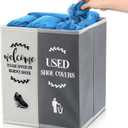 Shoe Cover Box Dispenser Foldable Storage Bin Holder with Used Shoe Covers and Welcome Please or Remove Sign for Open House Supplies(Beige, Gray)