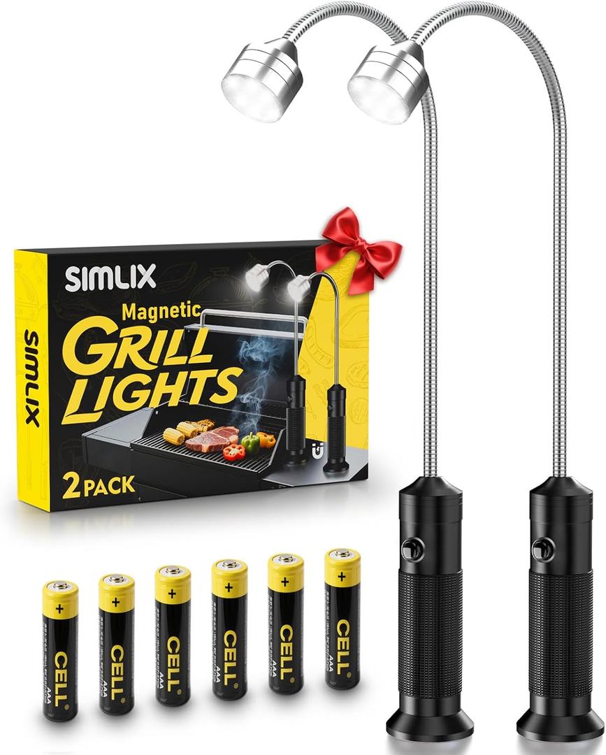 Grill Light Gifts for Men: 2 Pack LED Barbecue Lights for Outdoor Grill, Unique Grilling Gifts for Dad Husband Mens Gifts for Valentines Day, Smoker Grilling Accessories for Night BBQ