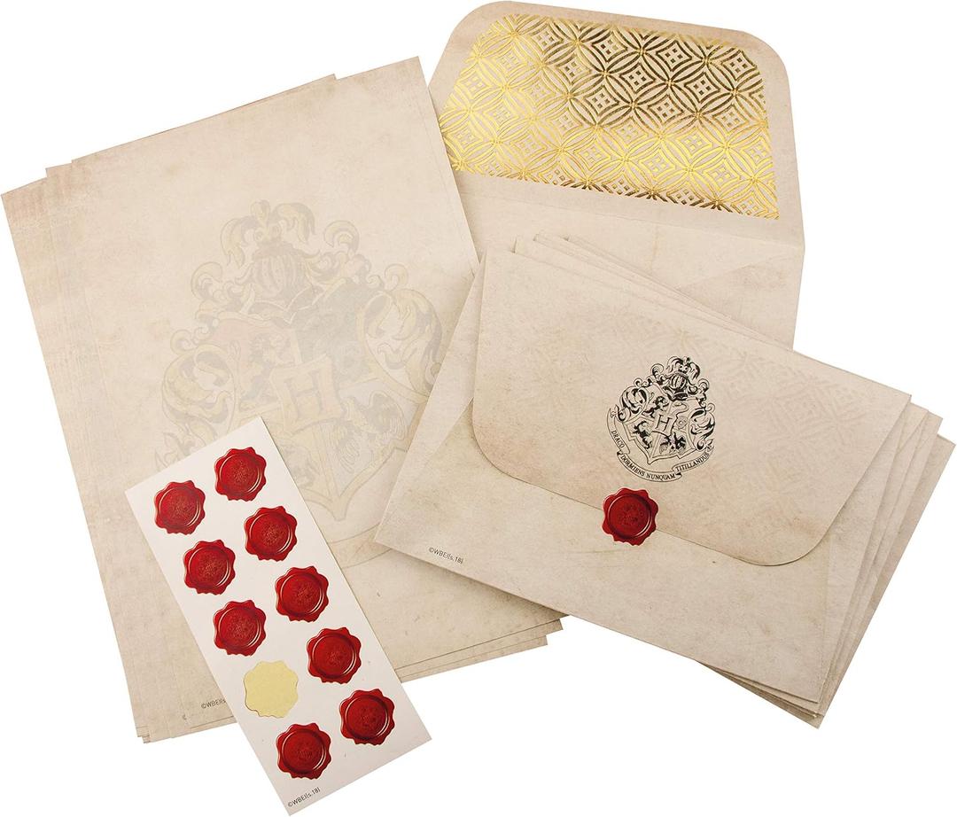 Paladone Hogwarts Acceptance Letter Writing Stationery Set - 10 Envelopes, 20 Sheets of Paper, and 10 Wax Seal Stickers in Kit - Officially Licensed Harry Potter Merchandise and Desk Accessories