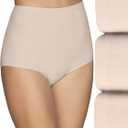 Vanity Fair Women's High Waisted Underwear, Full Coverage Ladies Panties, Perfectly Yours Briefs (6, Cotton - Fawn/Fawn/Fawn) 3 Pack