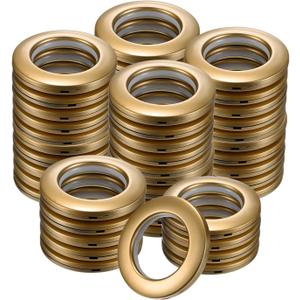 50-Pack Curtain Grommets, 1-9/16"(40mm) Inner Diameter Plastic Curtain Rings Clip Eyelet Rings Nanoscale Low Noise Roman Ring for Windows/Fabric, Home Drapes Grommets [Matte Gold]
