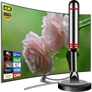 Digital TV Antenna for Smart TV Indoor, 2025 HDTV Antenna with Strong Magnetic Base,360&Long Range Reception Indoor Antenna for Local Channels, Easy Setup Antennas Without Cable