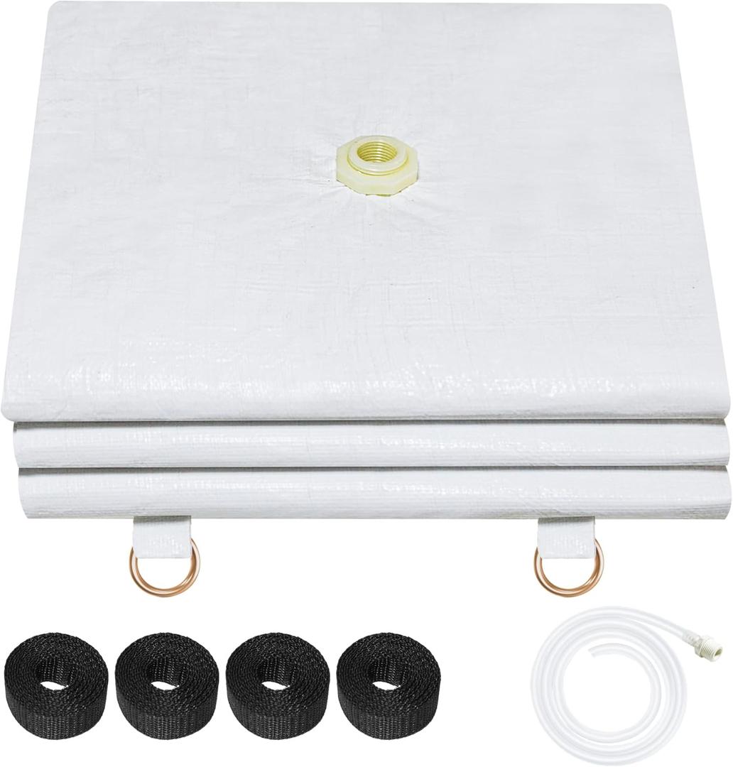 5 x 5ft Ceiling Leak Diverter with Hose and Grommets Heavy Duty Roof Leak Diverter White Leak Diverter Tarp with Hose Water Diverter Tarp for Roof Leak Fix