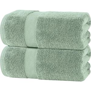 White Classic Luxury Soft Bath Sheet Towels - 650 GSM Cotton Luxury Towels Extra Large 35x70 | Highly Absorbent and Quick Dry | Hotel Quality, Green, 2 Pack
